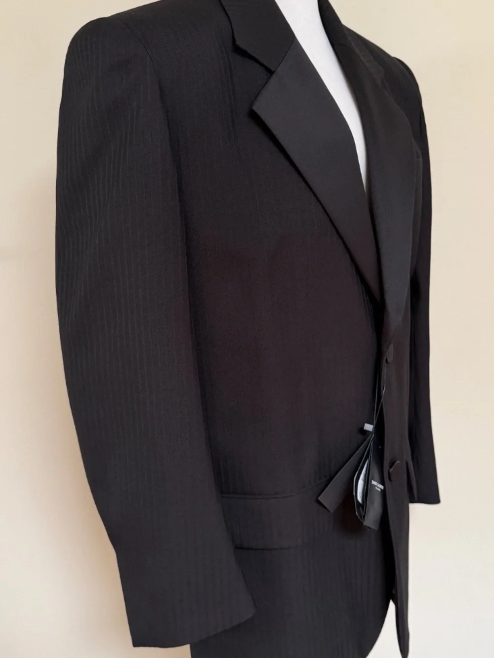 Saint Laurent YSL Runway Oversized Stripe Wool Tuxedo Blazer Jacket